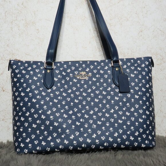 Coach Gallery Bag with Floral Print (Deep Blue/Multi-color) - Picture 1 of 6